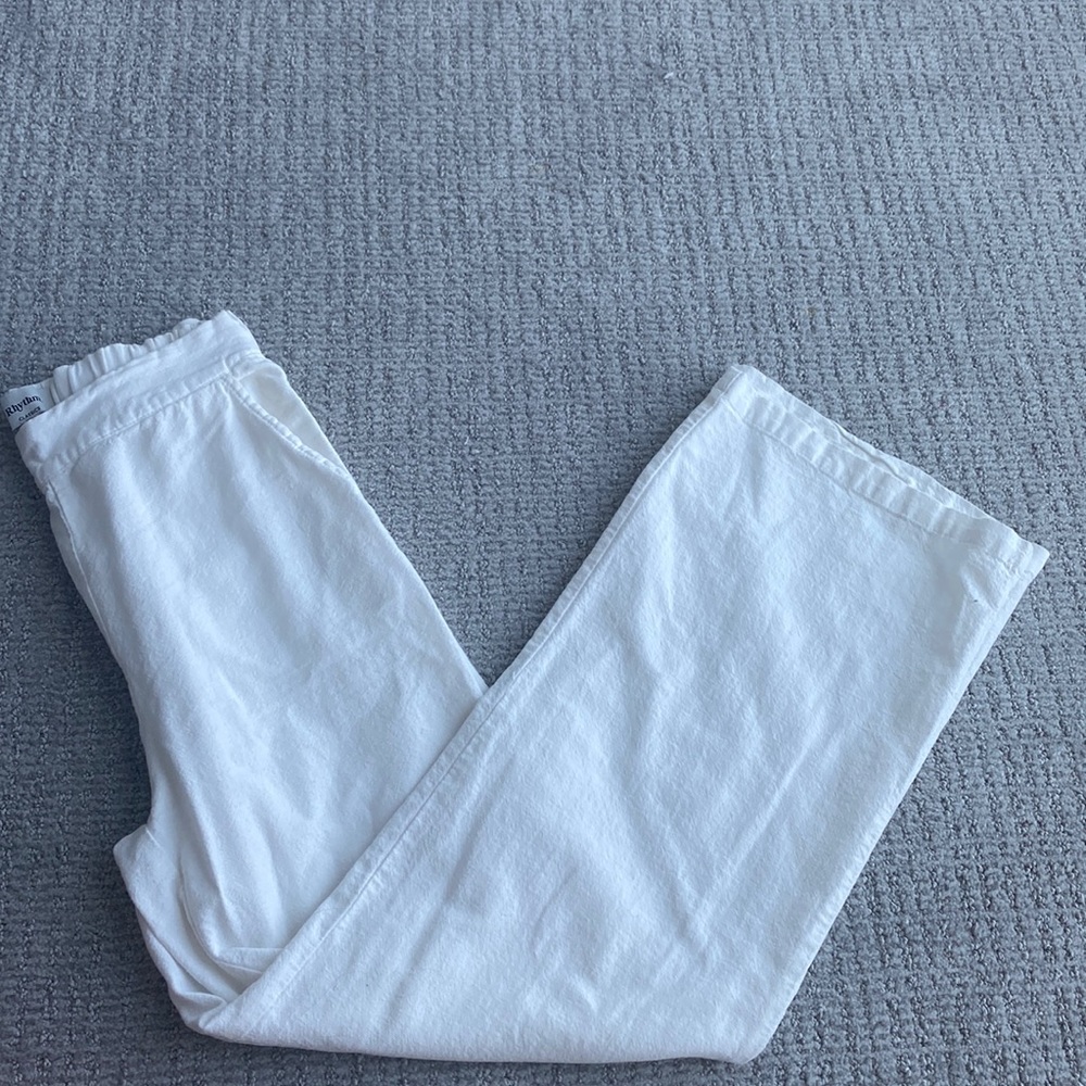White wide leg linen pants